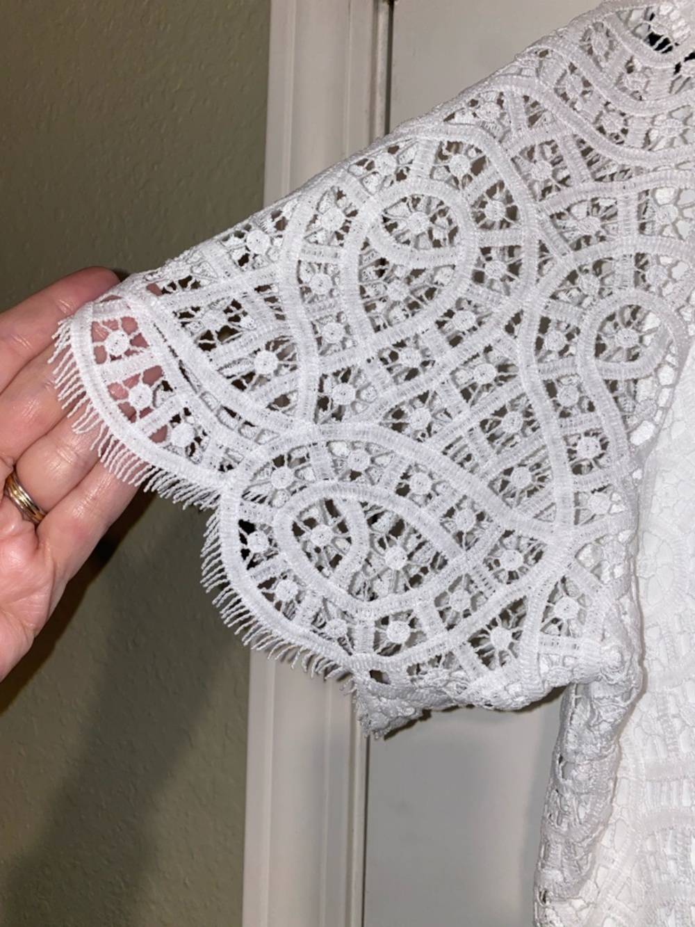 Philosophy White Lace Crochet Short Sleeve Blouse - Picture 2 of 7